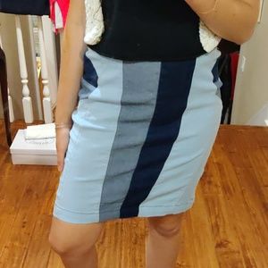 Denim patchwork skirt, multiple tones of denim!!!